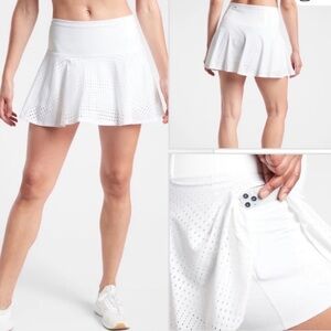 NWOT Athleta A-Game Skort 14” White Perforated Tennis, Golf, Pickleball, Size XS